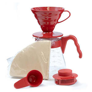 Coffee Brewers: Hario V60 Dripper Coffee Maker Set | 02 | Red