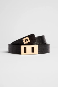 Gifts Accessories: Paige Belt - Black Croc