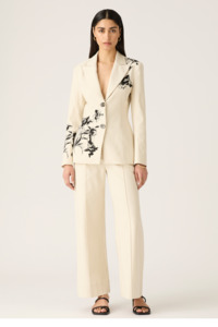 Jackets Coats: Lis Embroidery Blazer - Ivory