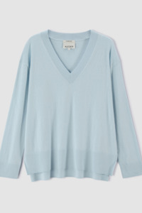 Knitwear: Long Line V Neck N.2404 - Sea Spray