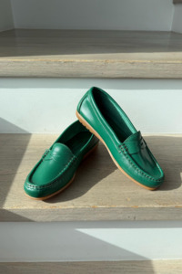 Italian Leather Loafers - Emerald Green