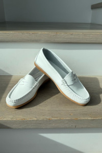 Shoes: Italian Leather Loafers - White