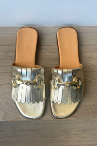 Shoes: Leather Sandals - Gold