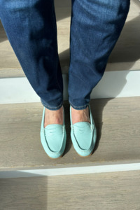 Shoes: Italian Leather Loafers - Seafoam
