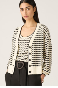 Outletsale: Elara Knit Cardigan - Black & White Stripe