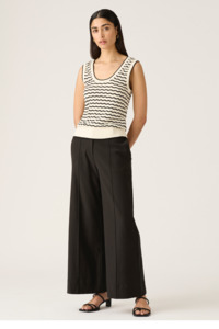 Elara Knit Tank Top - Black & White Stripe
