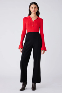 Avenue Button Sweater - Fire