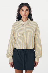 Rowie The Label: Cole Stripe Crop Shirt - Sunflower