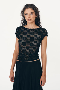 Galo Sunflower Lace Tee - Noir