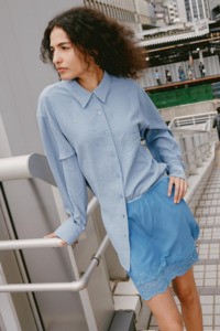 Ramona Silk Shirt - Periwinkle