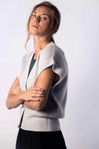 Many Stories: Sleeveless Cardigan - Grey