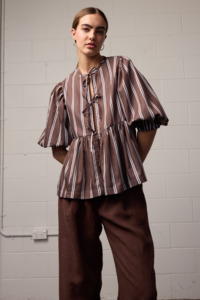 Towa: Coco Tie Top - Brown Stripe