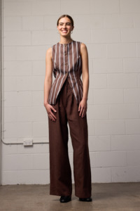 Towa: Coco Vest Top - Brown Stripe