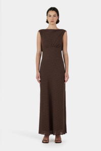 Carmela Bias Dress - Choc Polka Dot