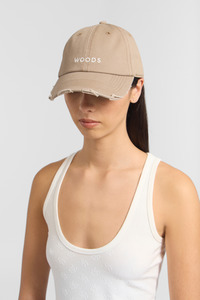 Gifts Accessories: Woods Distressed Cap - Latte