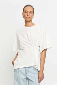 Coko Clothing Nz: Vera Asymmetrical Tee - Ivory