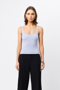 Tops Tees 2: Fine Line Knit Tank - Sky