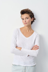 Sonoma L/S Tee V Neck - White