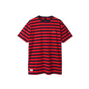 Apparel: Buttergoods - Cycle Stripe Tee - Red/ Navy Xxl