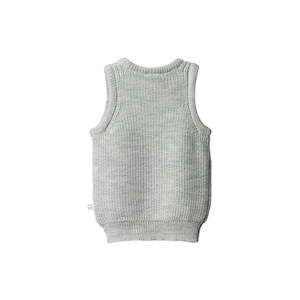 Children: Merino Knit Vest - Light Grey Marle