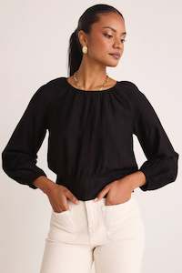 Among The Brave: Discover Black Shirred Back Gathered Top