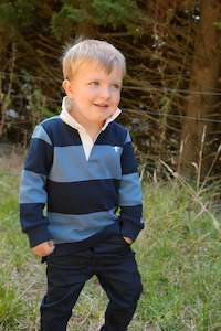 Jubee Co: Fergus Rugby Top - Blue/Navy