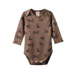 Merino long sleeve bodysuit - Foxy print