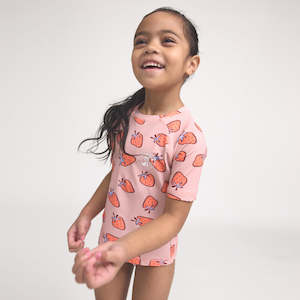 Short Sleeve Rash Suit Set - Strawberry Splash