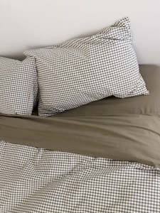 Gingham Organic Cotton Pillowcase Pair - Olive
