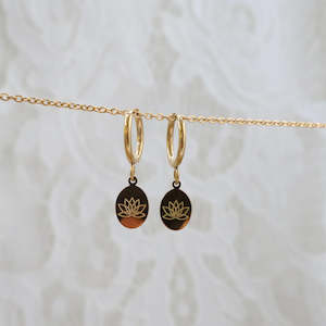 OVAL LOTUS HOOP EARRINGS