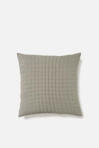 Cushion Covers: Gingham Organic Cotton Euro Pillowcase - Olive