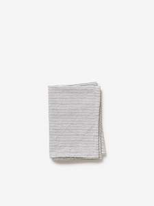 Towels: Stripe Washed Cotton Tea Towel - Olive