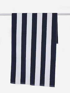 Towels: Stripe Beach Towel - Navy/White