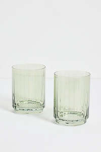 Olive Green Ribbed Tumblers set of 2