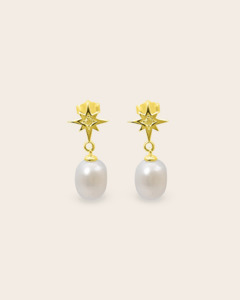 Starkeeper Southern Star Pearl Drop Earrings - Gold