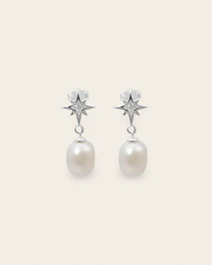 Starkeeper Southern Star Pearl Drop Earrings - Silver