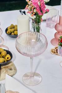 For Your Home: Pink Ripple Wide Champagne Wine Glass