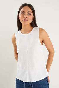 Shoreline Ivory Linen Bias Sleeveless Shell Top