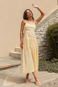 Dresses: Pisa Butter Tie Straps Pleated Bodice Maxi Dress