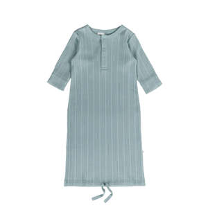 All: Woolbabe Merino/Organic Cotton Henley Drawstring Gown - Tide Marl