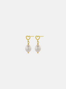 Jewellery: Pearly Dotty Love Studs - Gold
