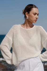 Coats: Dawn Ivory Crochet Knit Jumper