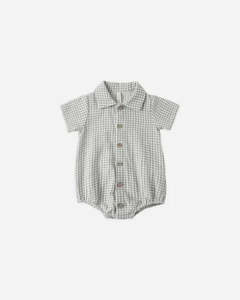 Quincy Mae: Matteo Romper Sage Gingham