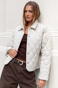 Coats: Absolute Putty Collared Quilted Jacket