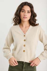 Coats: Purity Oat Marle V Neck Cardigan