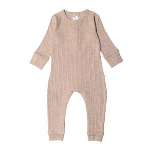 Organic Cotton/Merino Long Sleeve Henley Suit - Dune Marl