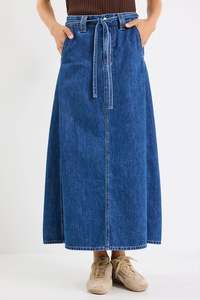 Womenswear: Dockside Storm Blue Denim Tie Front Maxi Skirt