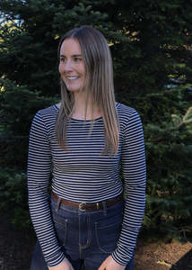 Plain long sleeve - Navy/White stripe