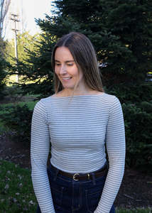 Marlow top - Grey/White stripe