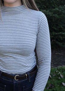 Mae top - Grey/White stripe